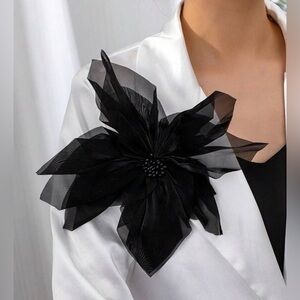 ✨NEW✨ Elegant Black Oversized Flower Floral Statement Brooch